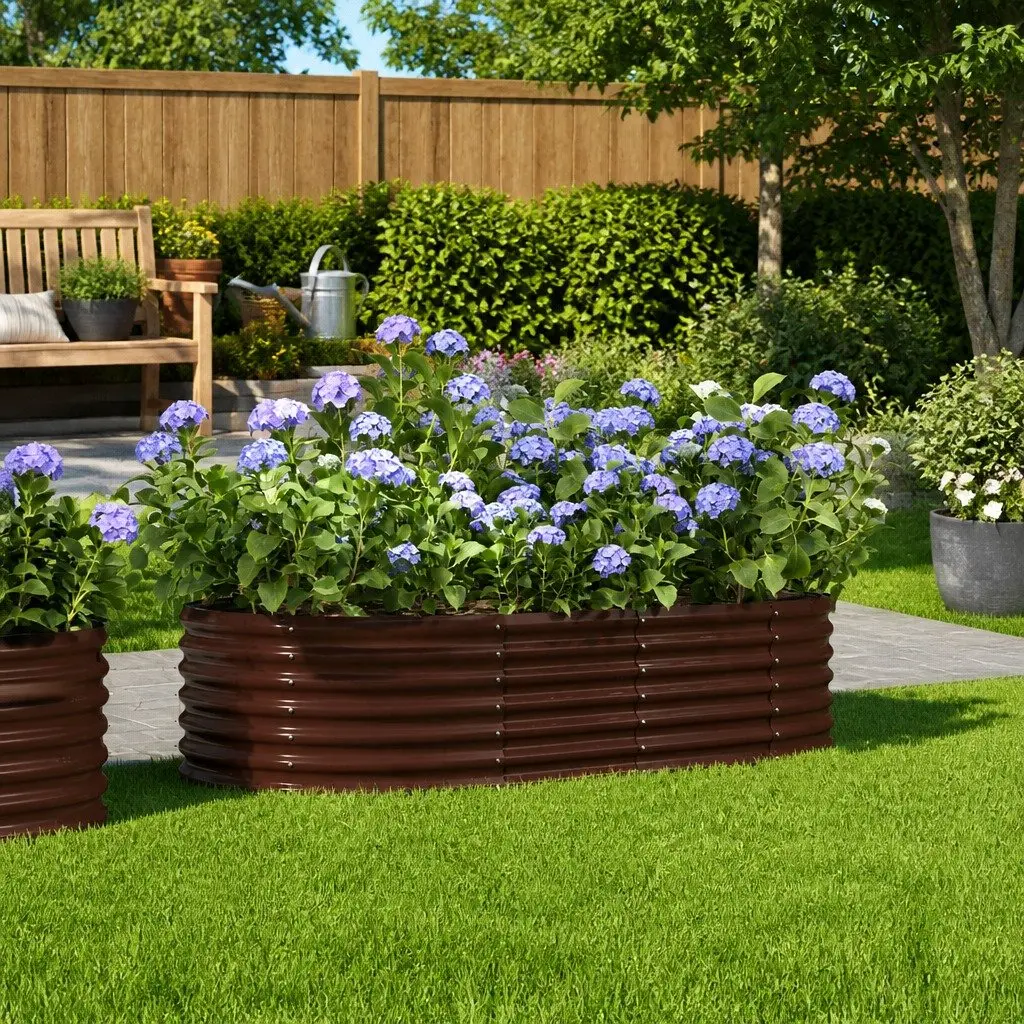 Raised Garden Bed Planter Galvanised Steel 152 x 80 x 36 cm Brown