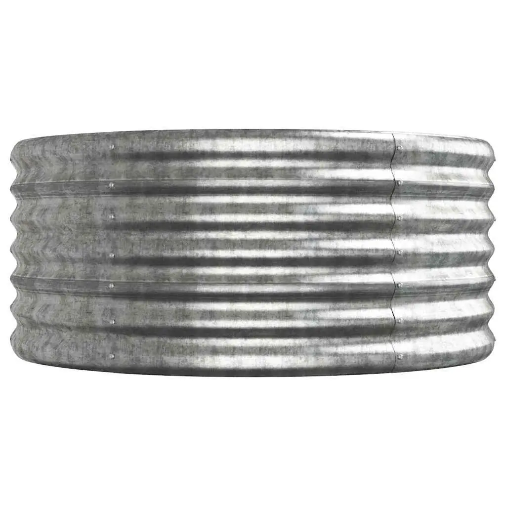 Raised Garden Planter Outdoor Silver Galvanised Steel 224x80x36cm Sturdy Frame for Flowers Vegetables