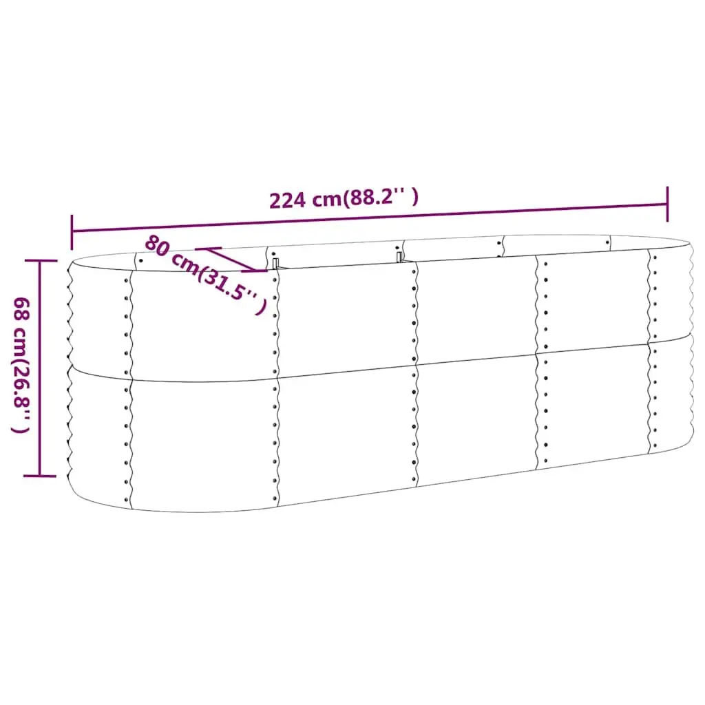 Raised Garden Bed Galvanised Steel 224 x 80 x 68 cm Silver Planter Box Outdoor Vegetables Flowers Herbs