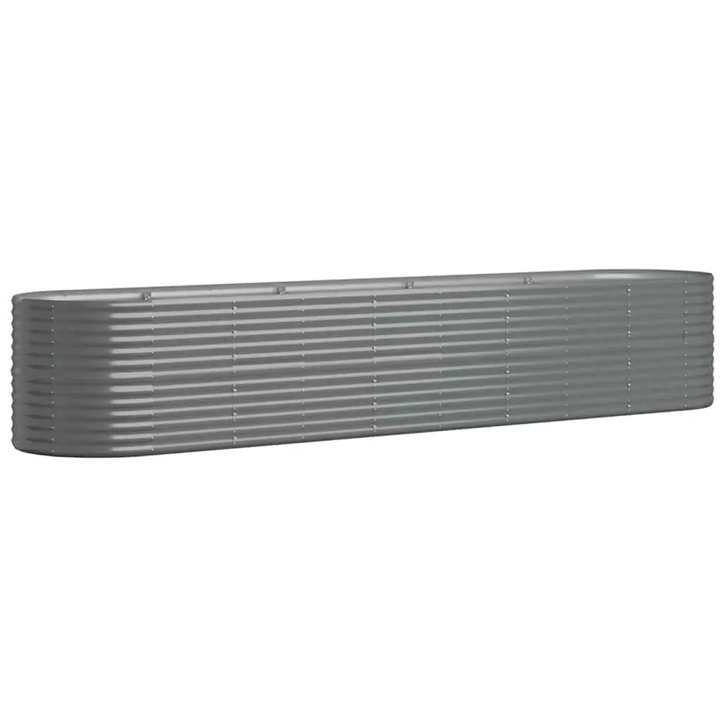 Garden Raised Bed Galvanised Steel Planter Box Grey 368L x 80W x 68H cm