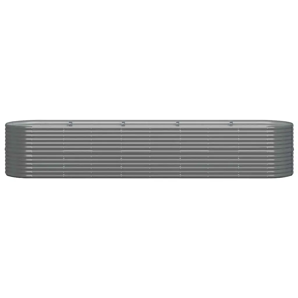 Garden Raised Bed Galvanised Steel Planter Box Grey 368L x 80W x 68H cm