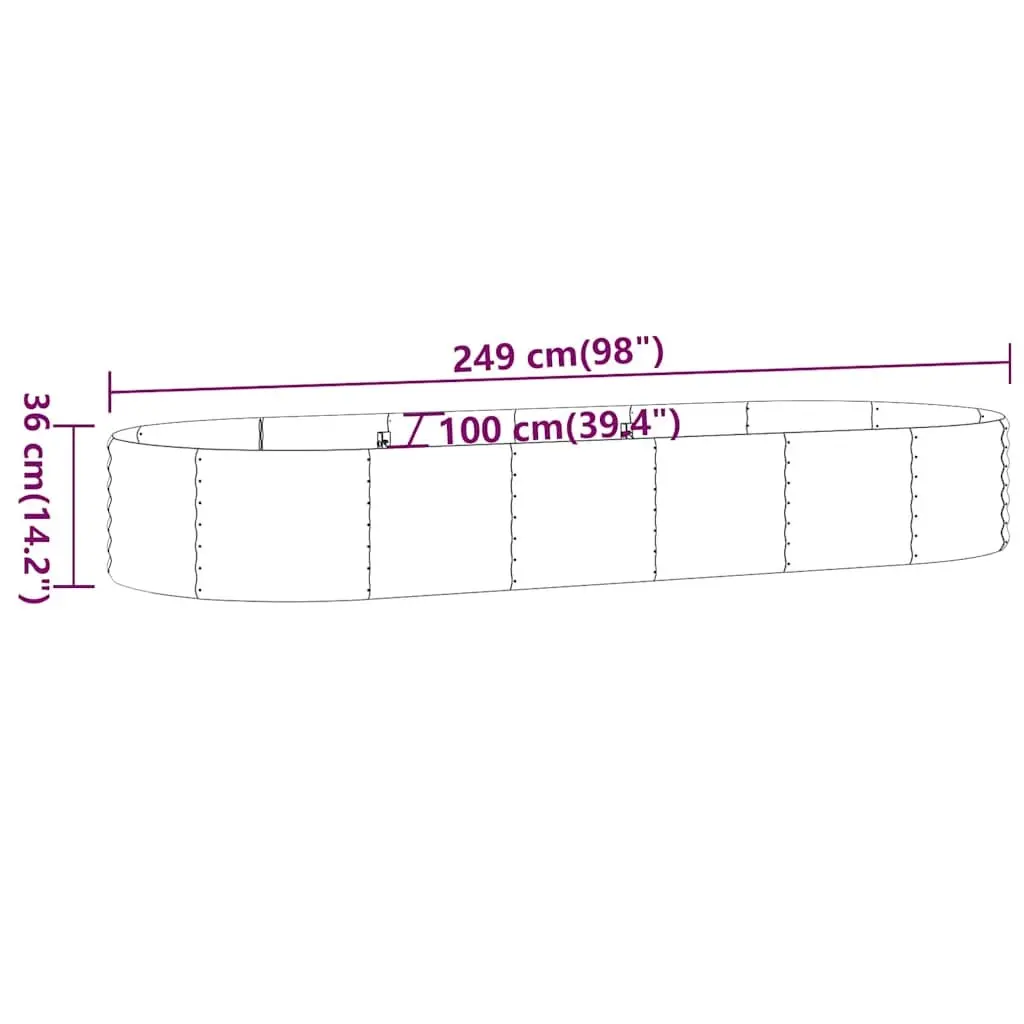 Raised Garden Bed Planter Galvanised Steel Frame 249 x 100 x 36 cm Anthracite