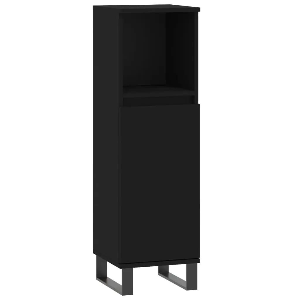 Bathroom Furniture Set Engineered Wood 3 Piece Black Cabinet Sink Vanity Storage