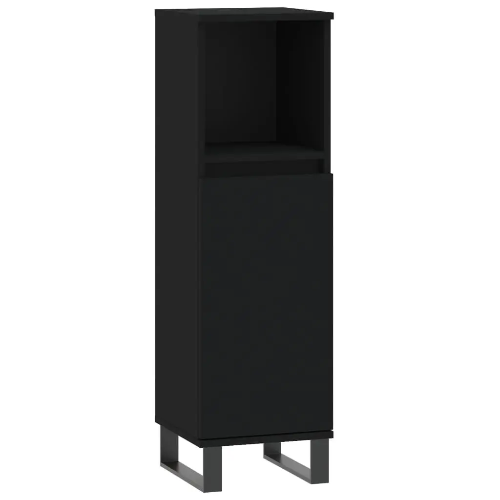 Black 3 Piece Vanity Set Engineered Wood Bathroom Storage Cabinet with Iron Feet