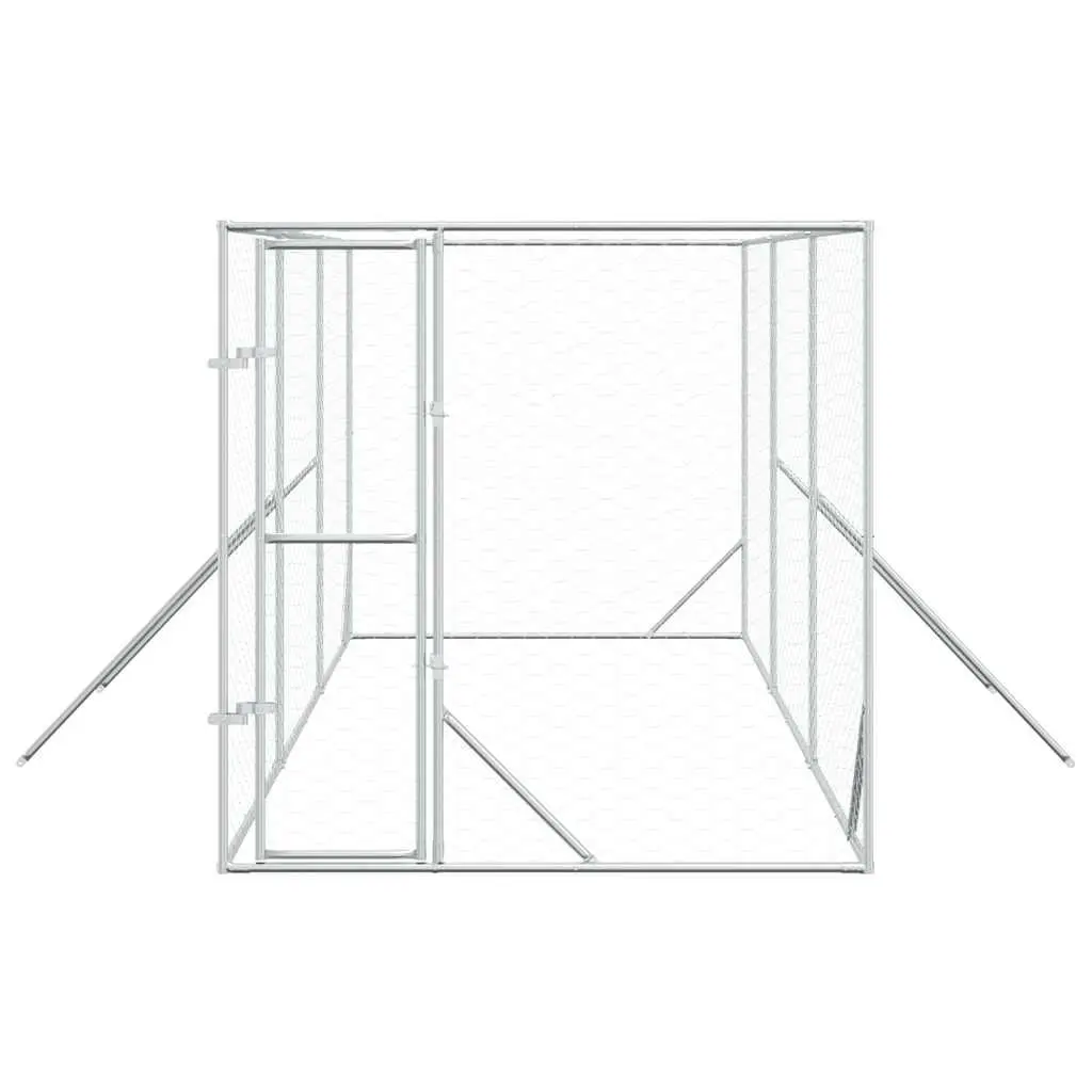 Dog Kennel Enclosure Galvanised Steel 2x6x2 m Silver