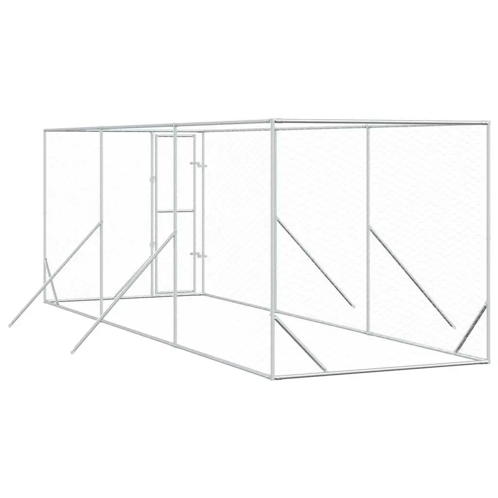 Dog Kennel Enclosure Galvanised Steel 2x6x2 m Silver