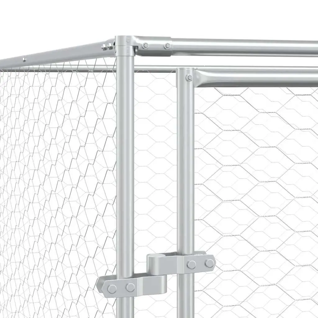 Dog Kennel Enclosure Galvanised Steel 2x6x2 m Silver