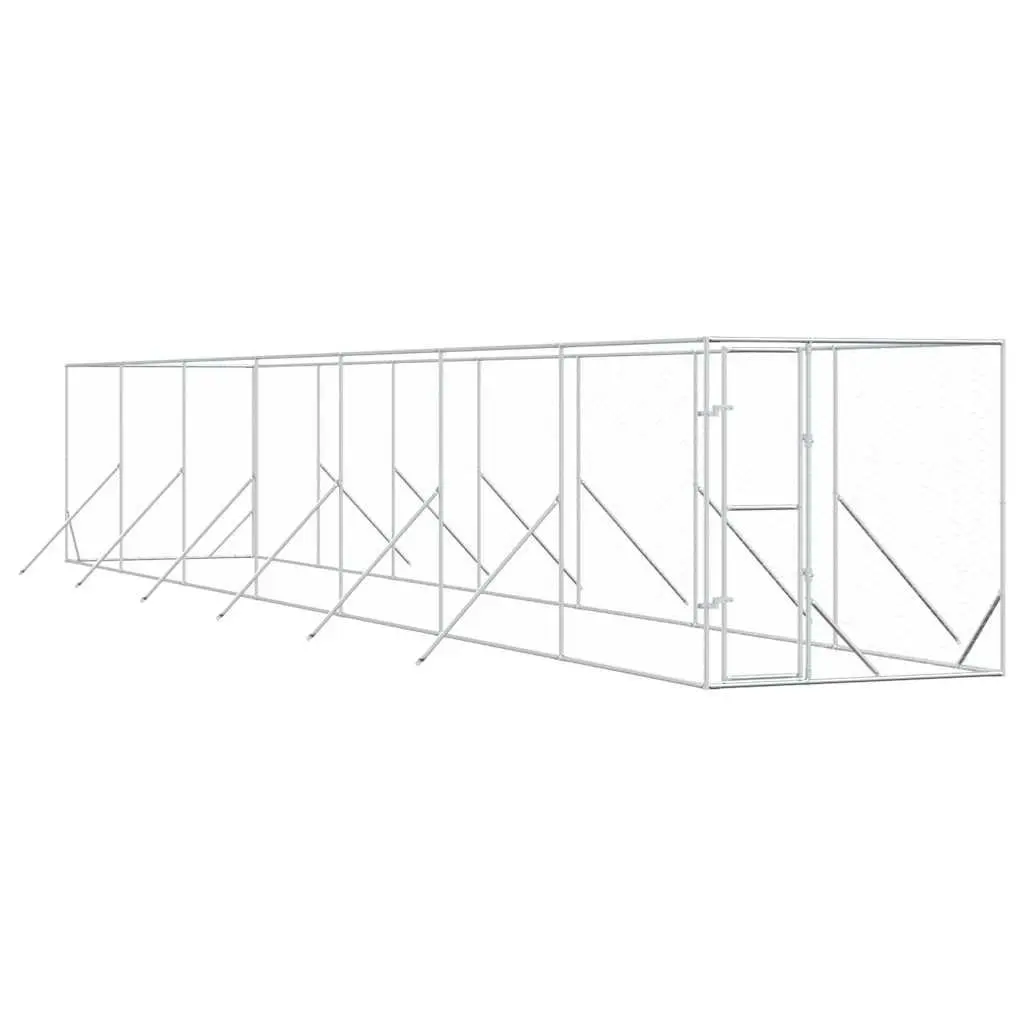 Outdoor Dog Kennel Galvanised Steel 2x14x2m Silver