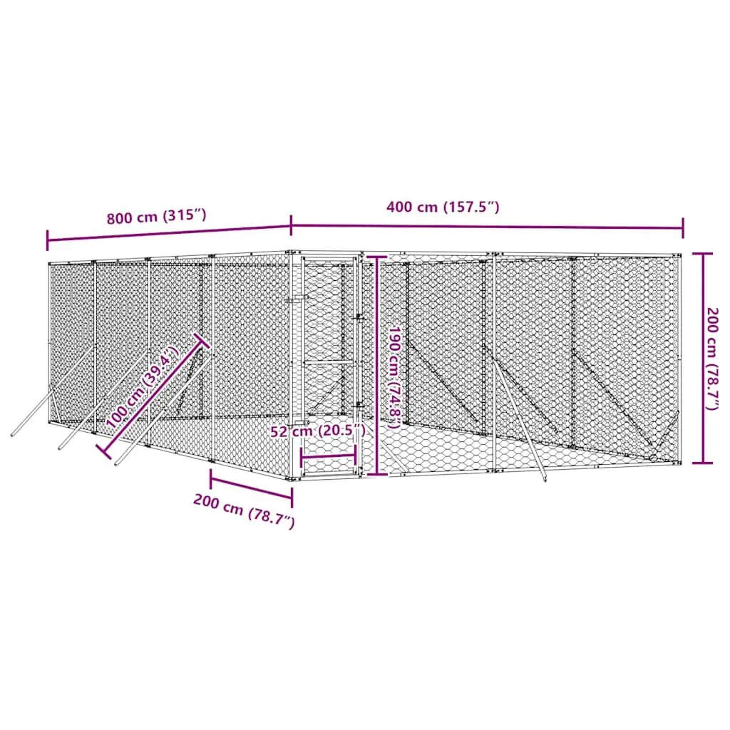 Outdoor Dog Kennel Run 4x8x2m