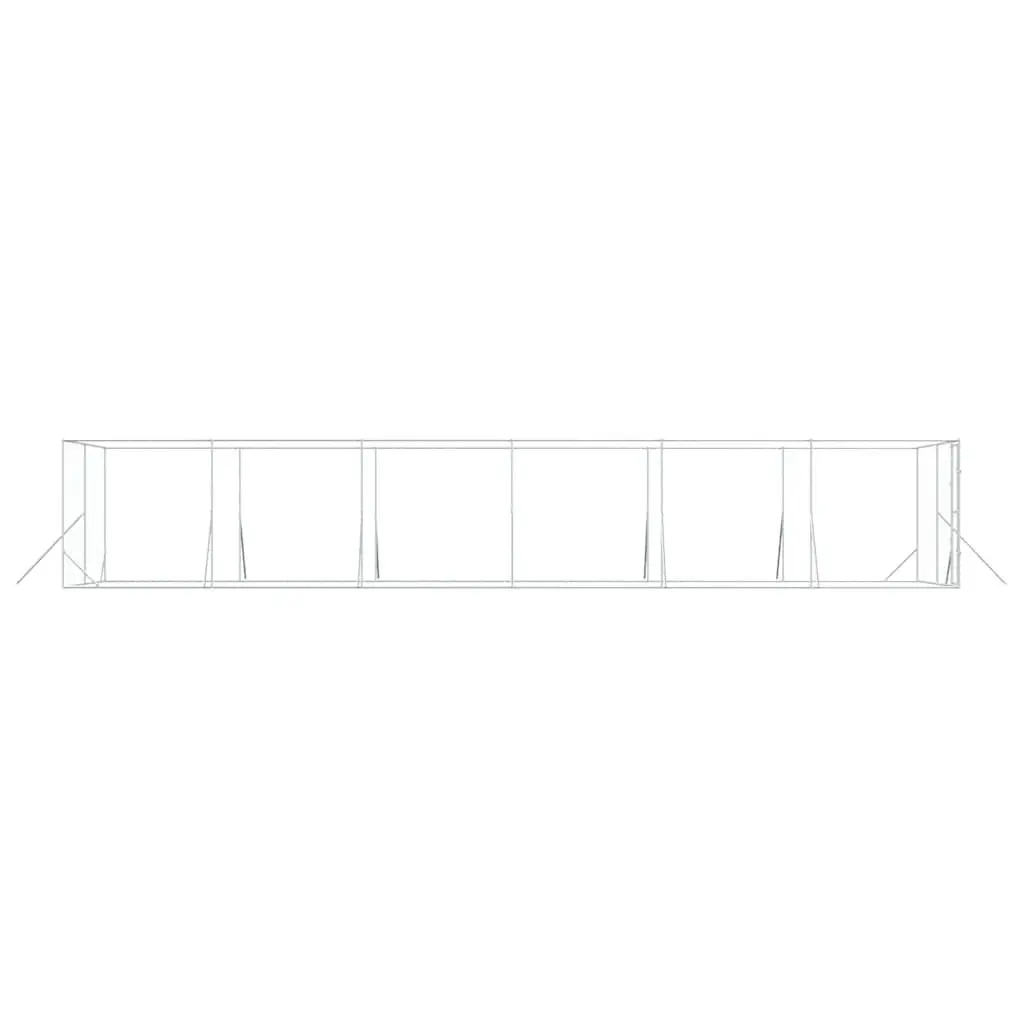 Outdoor Dog Kennel Run Enclosure Silver Galvanised Steel Spacious Animal Cage