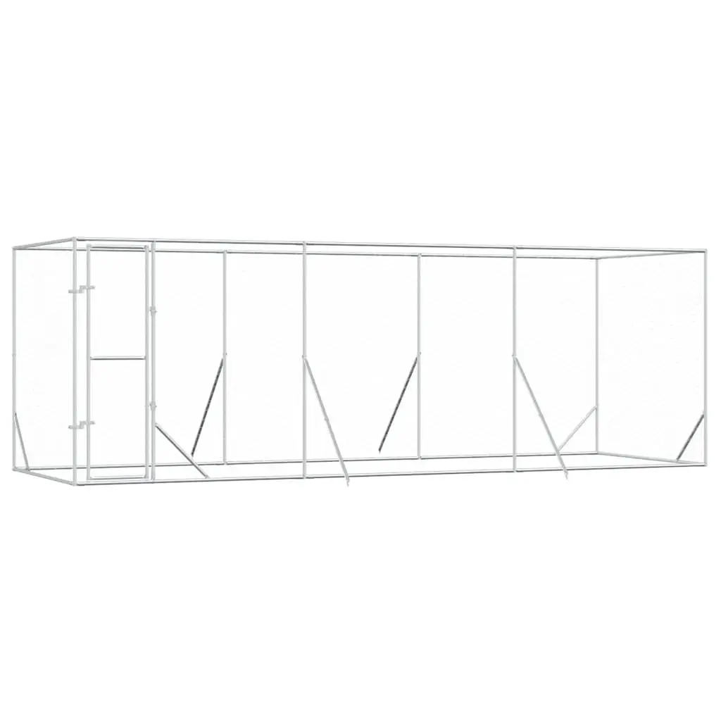 Dog Kennel Galvanised Steel 6x2x2m Silver Outdoor Enclosure Run Lockable