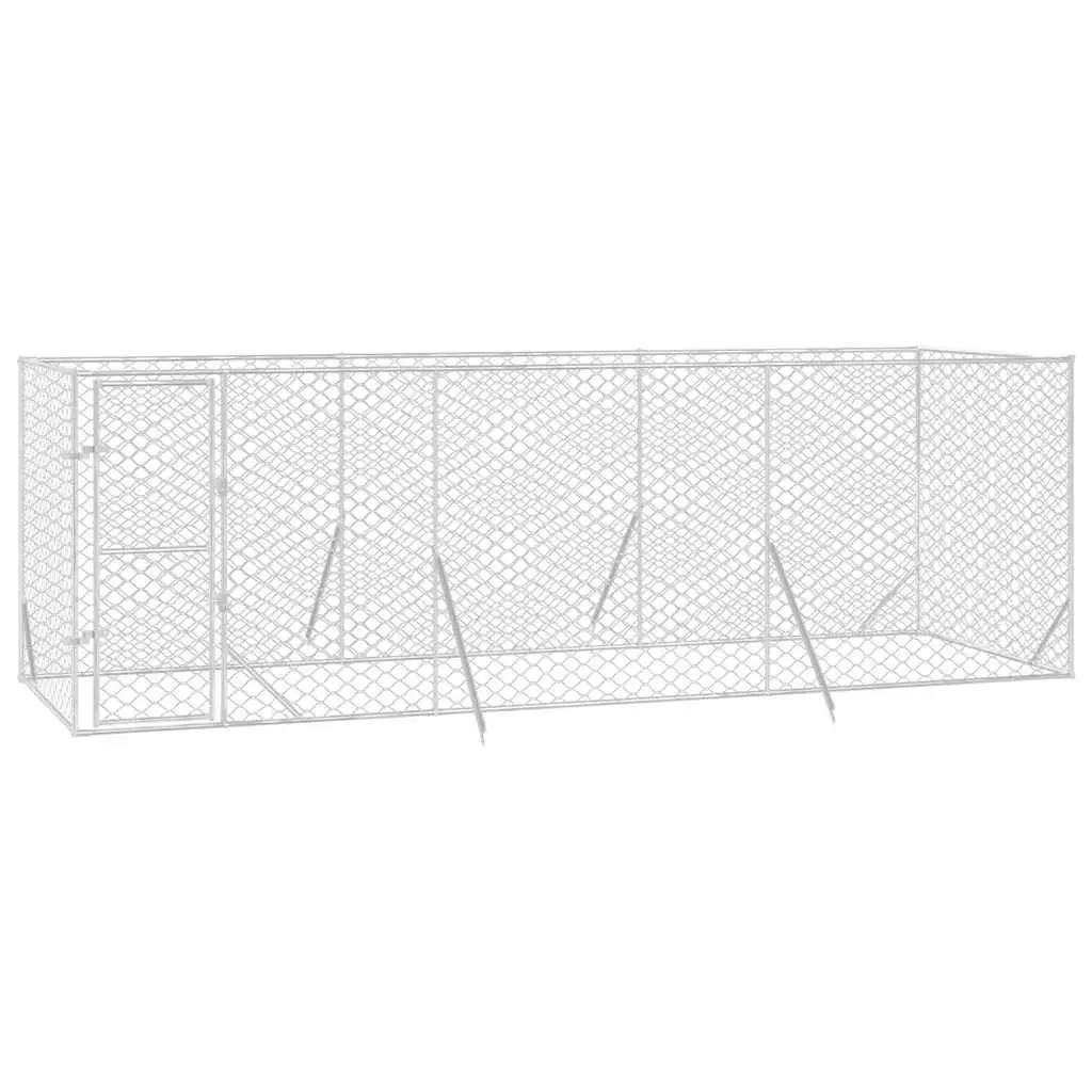 Dog Kennel Galvanised Steel 6x2x2m Silver Outdoor Enclosure Run Lockable