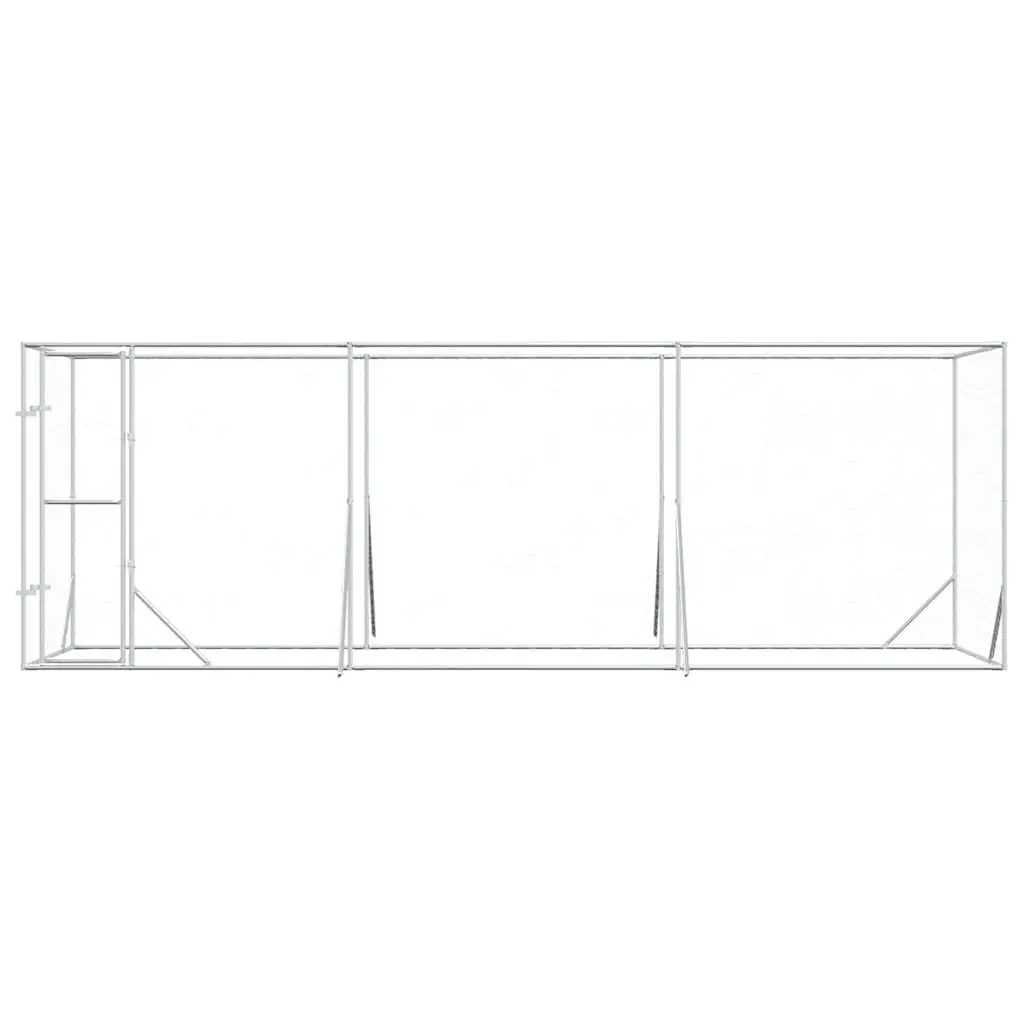 Dog Kennel Galvanised Steel 6x2x2m Silver Outdoor Enclosure Run Lockable