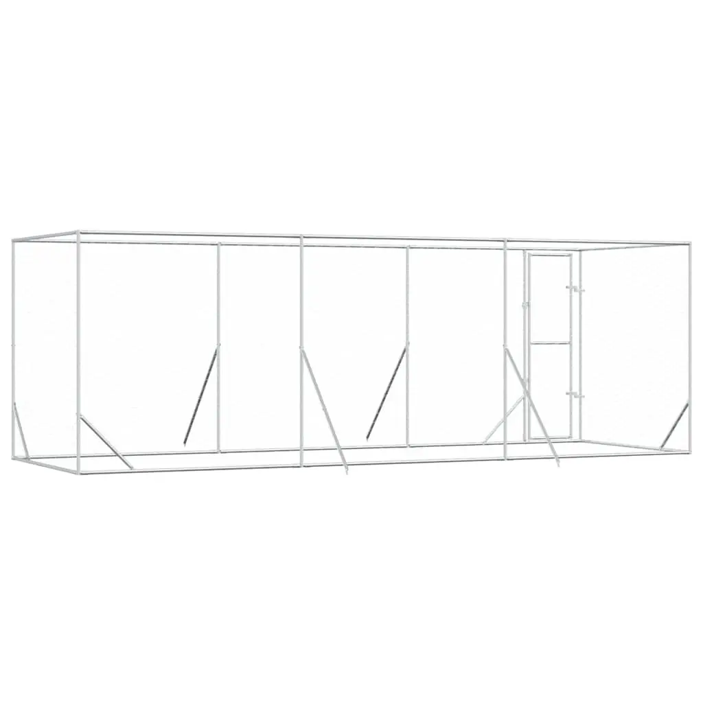Dog Kennel Galvanised Steel 6x2x2m Silver Outdoor Enclosure Run Lockable