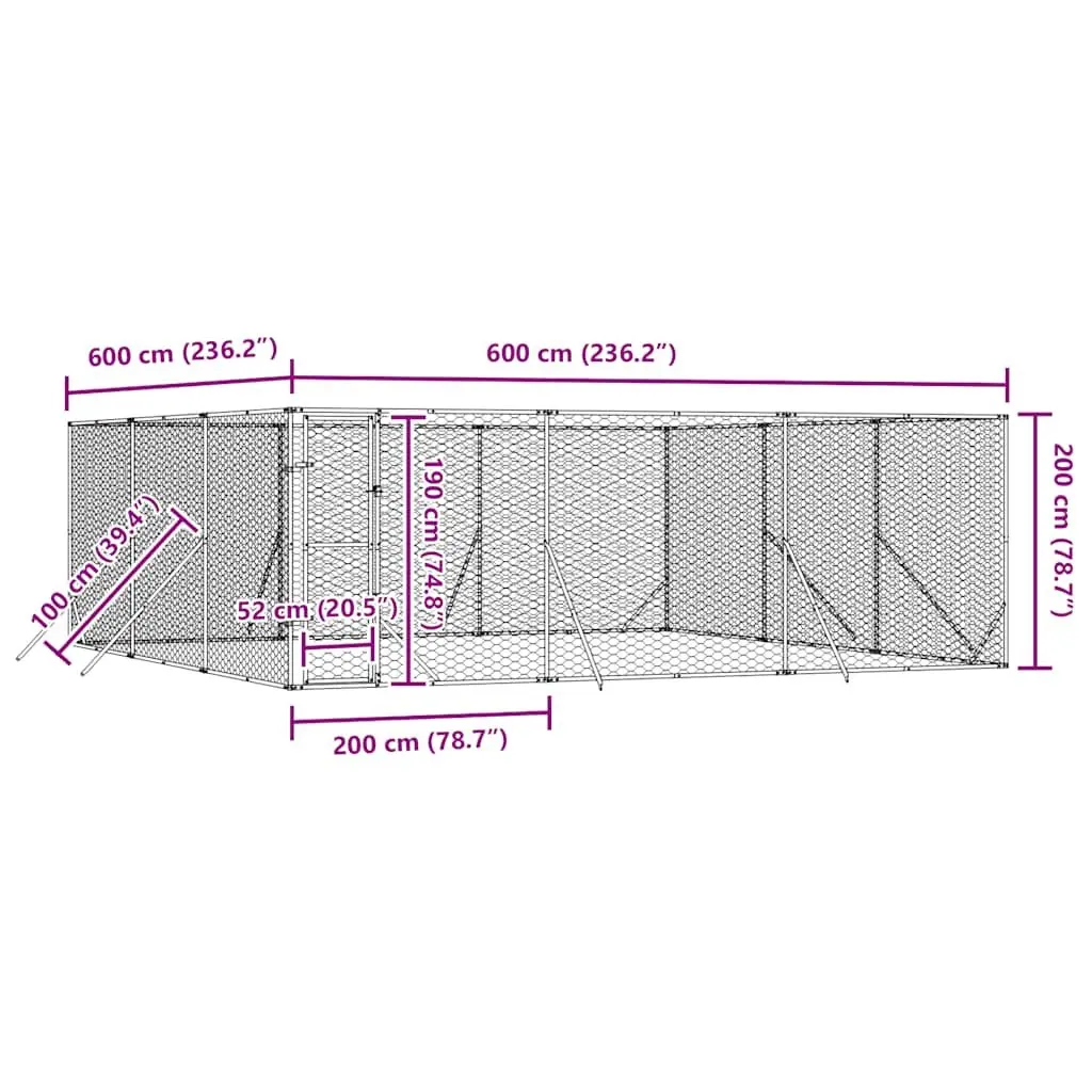 6x6x2 m Dog Kennel for Safe Outdoor Enclosure