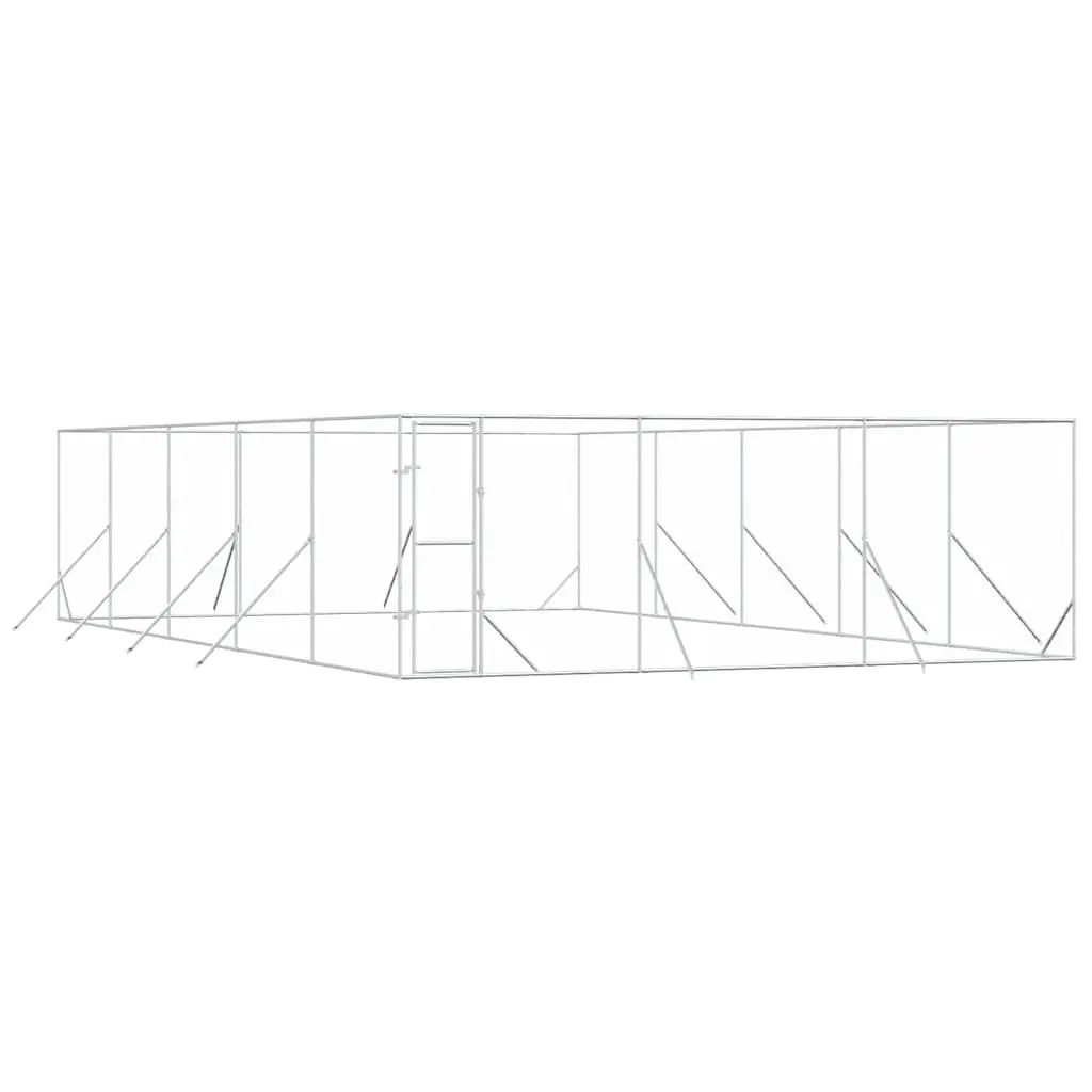 Dog Kennel Galvanised Steel 6x10x2 m Silver Sturdy Secure Pet Enclosure