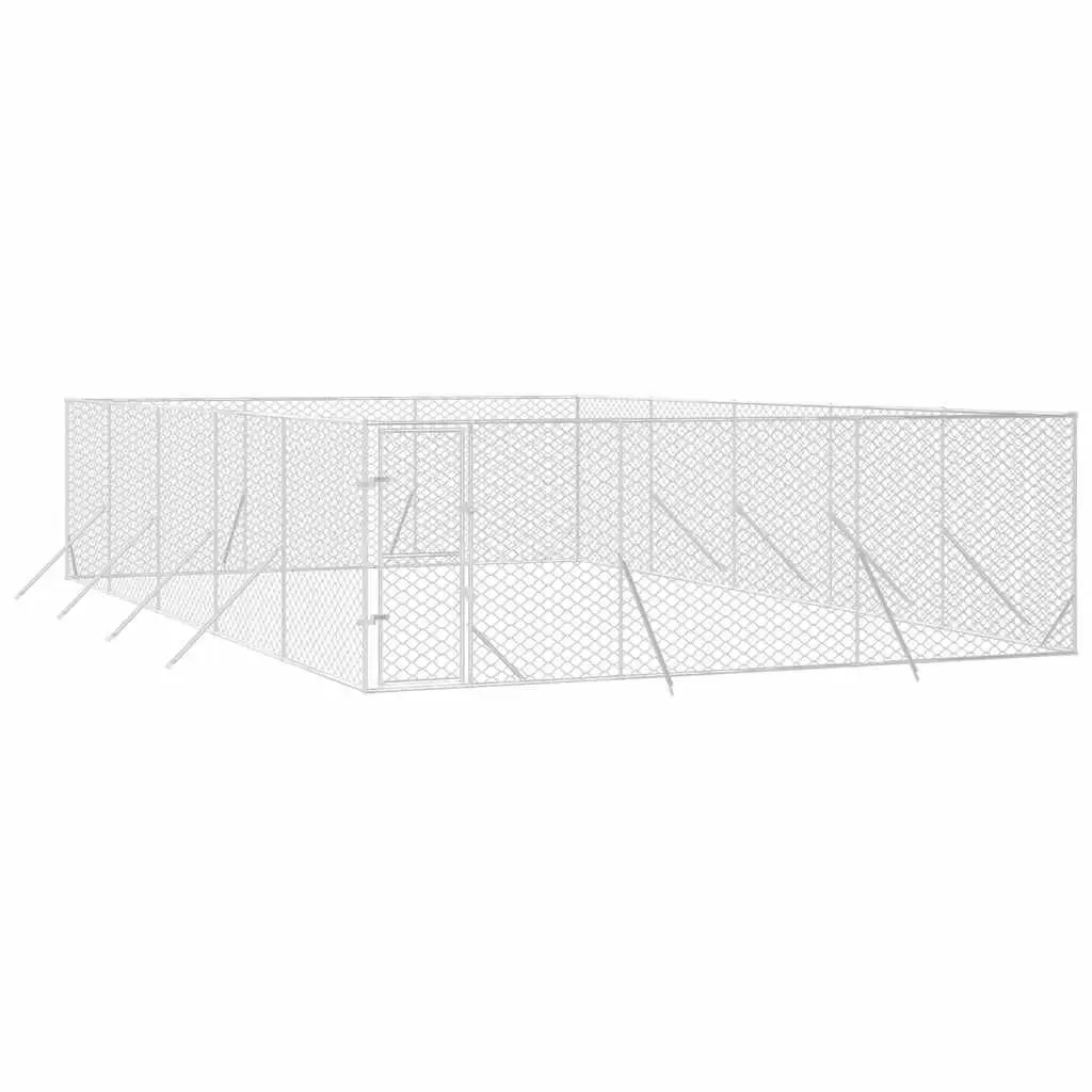 Dog Kennel Galvanised Steel 6x10x2 m Silver Sturdy Secure Pet Enclosure