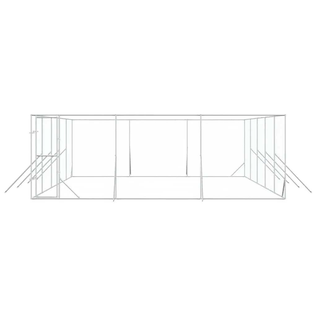 Dog Kennel Galvanised Steel 6x10x2 m Silver Sturdy Secure Pet Enclosure