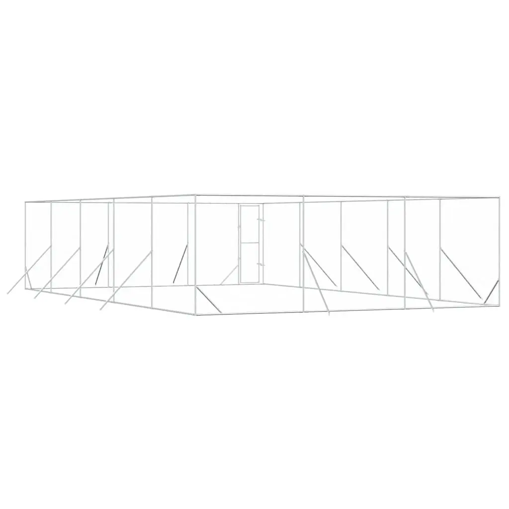 Dog Kennel Galvanised Steel 6x10x2 m Silver Sturdy Secure Pet Enclosure