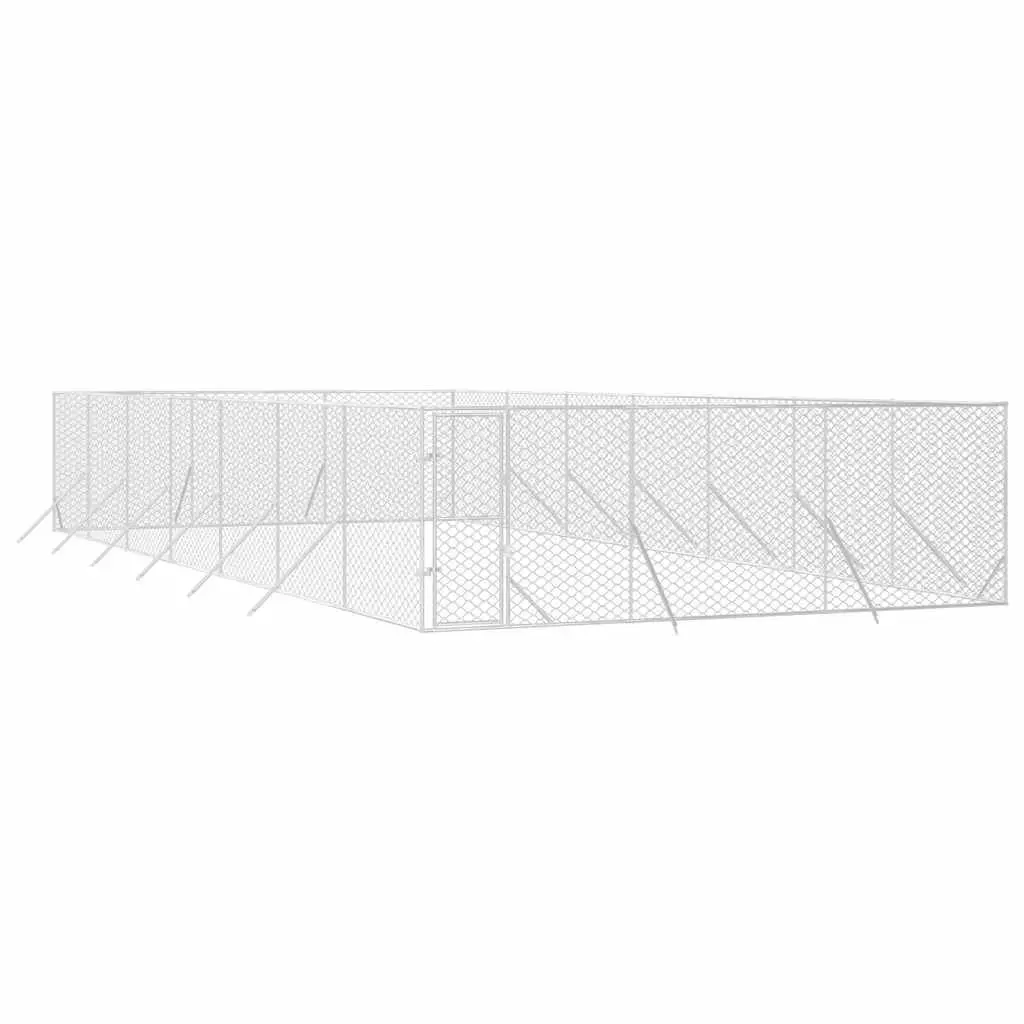 Outdoor Dog Kennel Galvanised Steel 6x14x2m Silver Lockable Run Enclosure