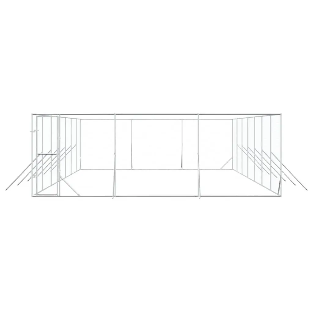 Outdoor Dog Kennel Galvanised Steel 6x14x2m Silver Lockable Run Enclosure