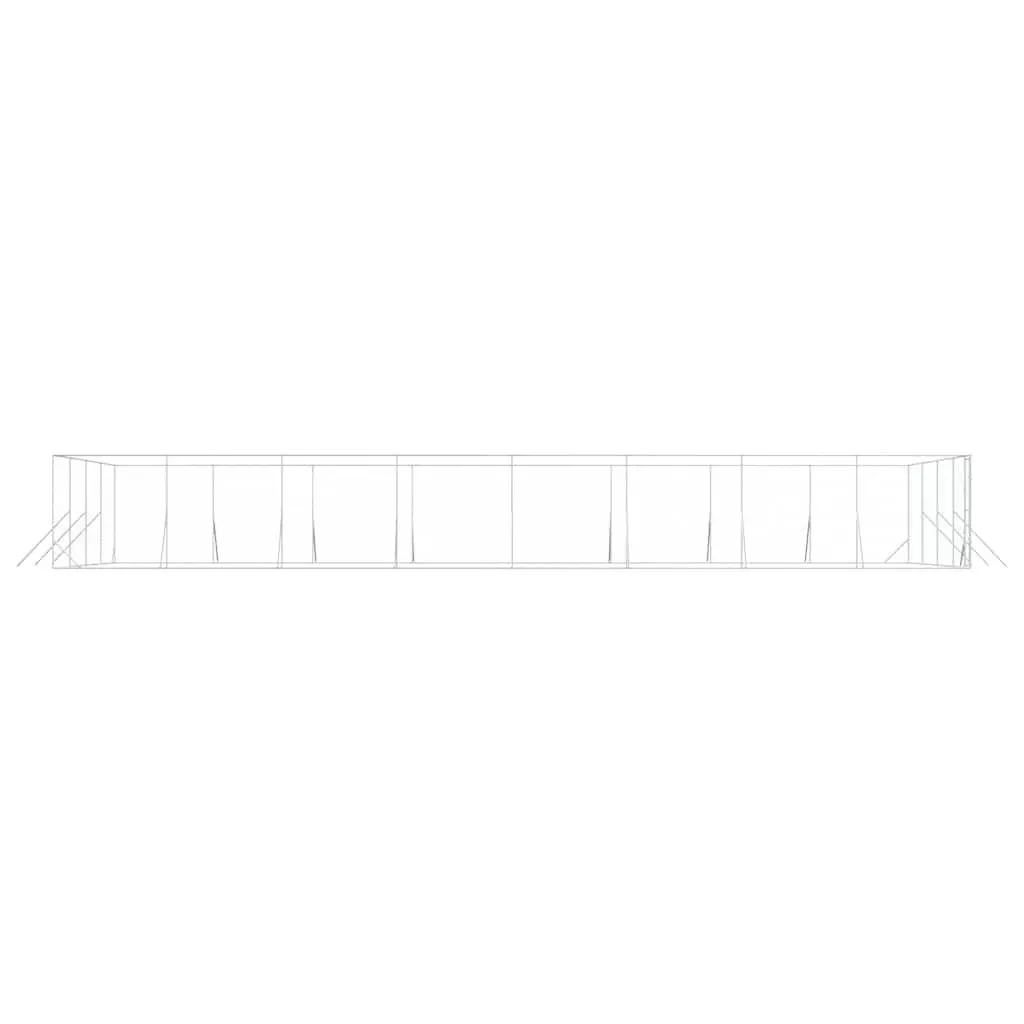 Dog Kennel Galvanised Steel 8x16x2 m Silver Outdoor Enclosure with Lockable Door