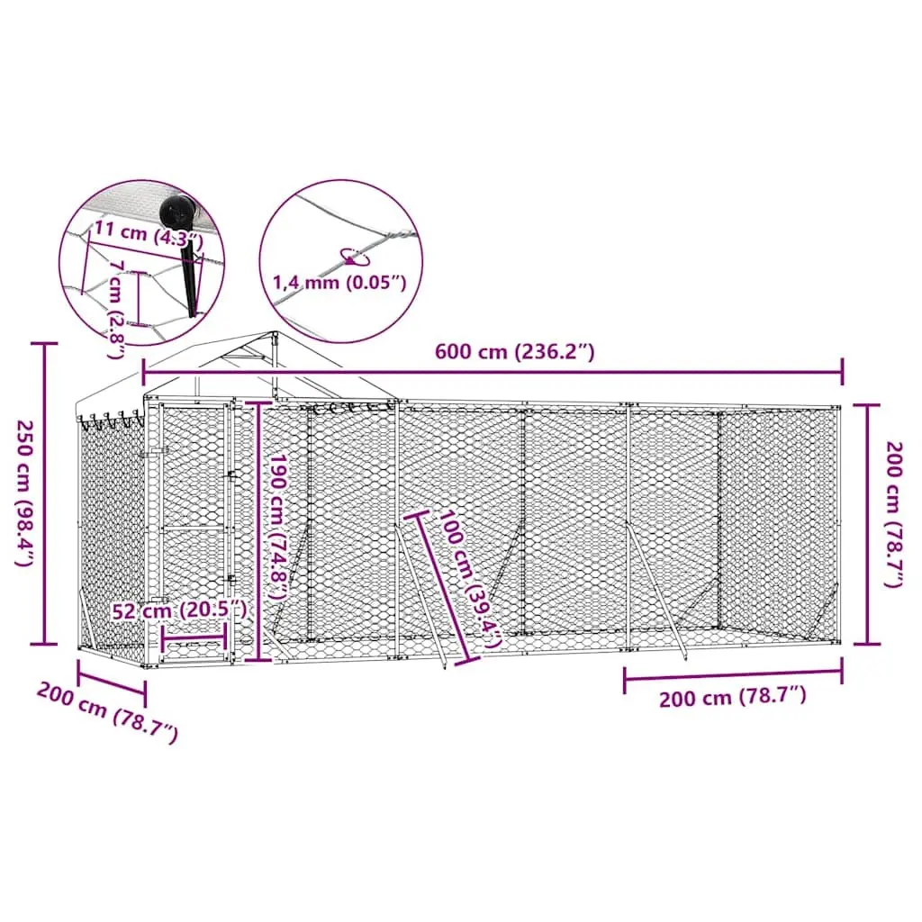 Outdoor Dog Kennel 6x2x2.5m for Various Pets