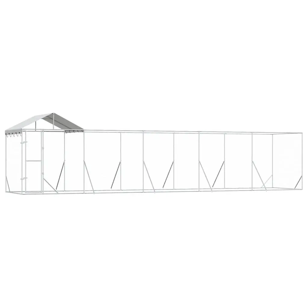 Outdoor Dog Kennel with Roof Silver 10x2x2.5m for Pets