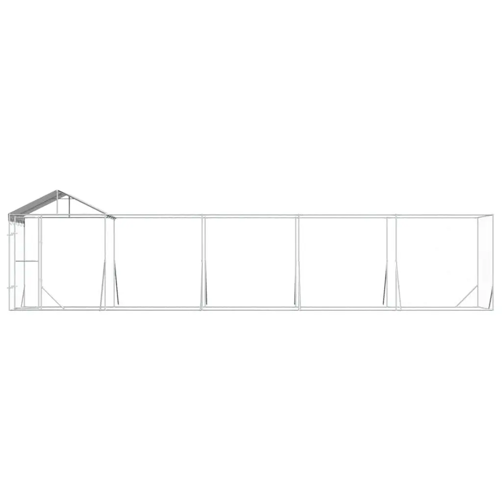 Outdoor Dog Kennel with Roof Silver 10x2x2.5m for Pets
