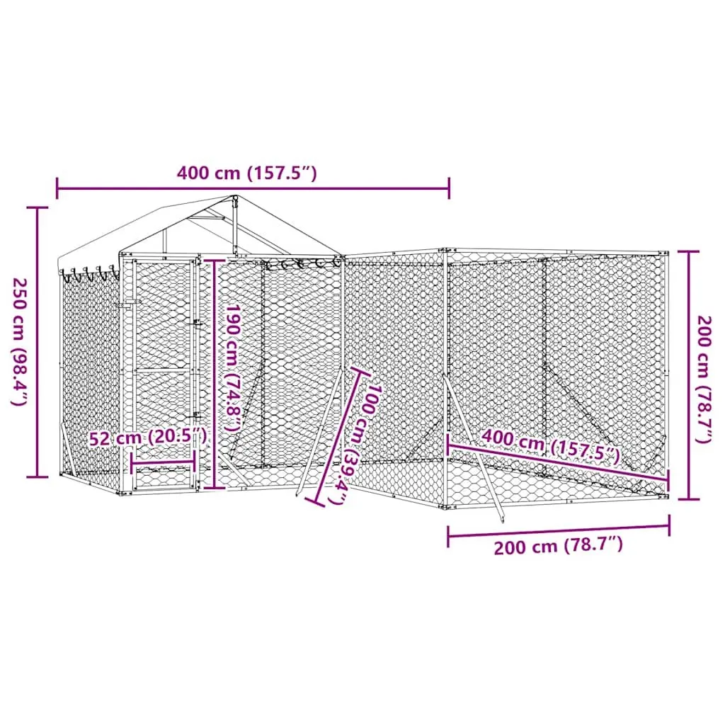 Outdoor Dog Kennel for Various Pets 4x4x2.5m