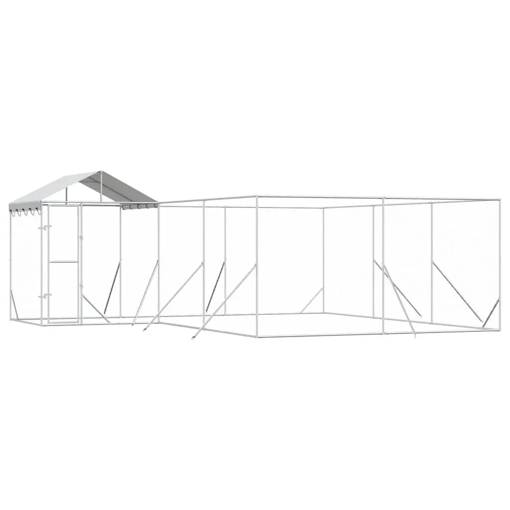 Outdoor Dog Kennel Galvanised Steel 6x6x2.5m Silver Mesh Enclosure