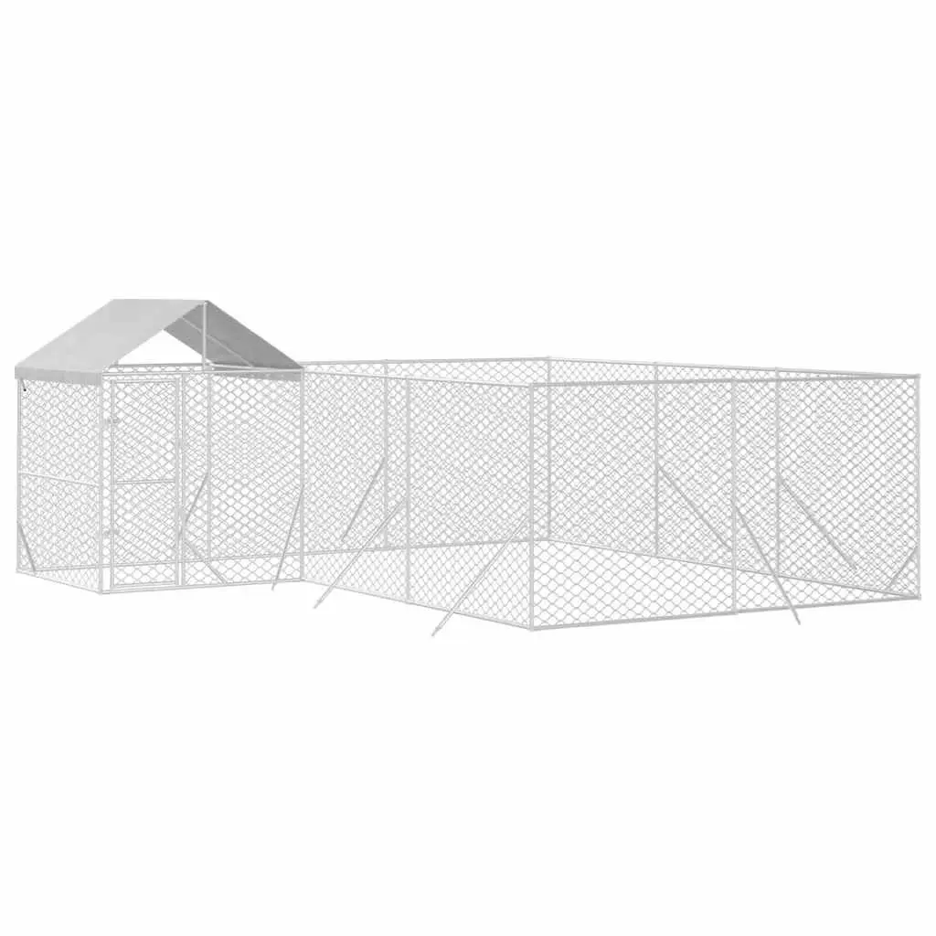 Outdoor Dog Kennel Galvanised Steel 6x6x2.5m Silver Mesh Enclosure