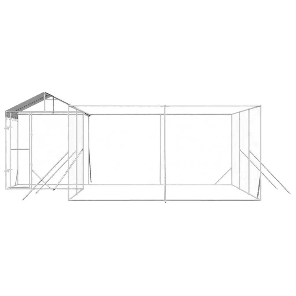 Outdoor Dog Kennel Galvanised Steel 6x6x2.5m Silver Mesh Enclosure