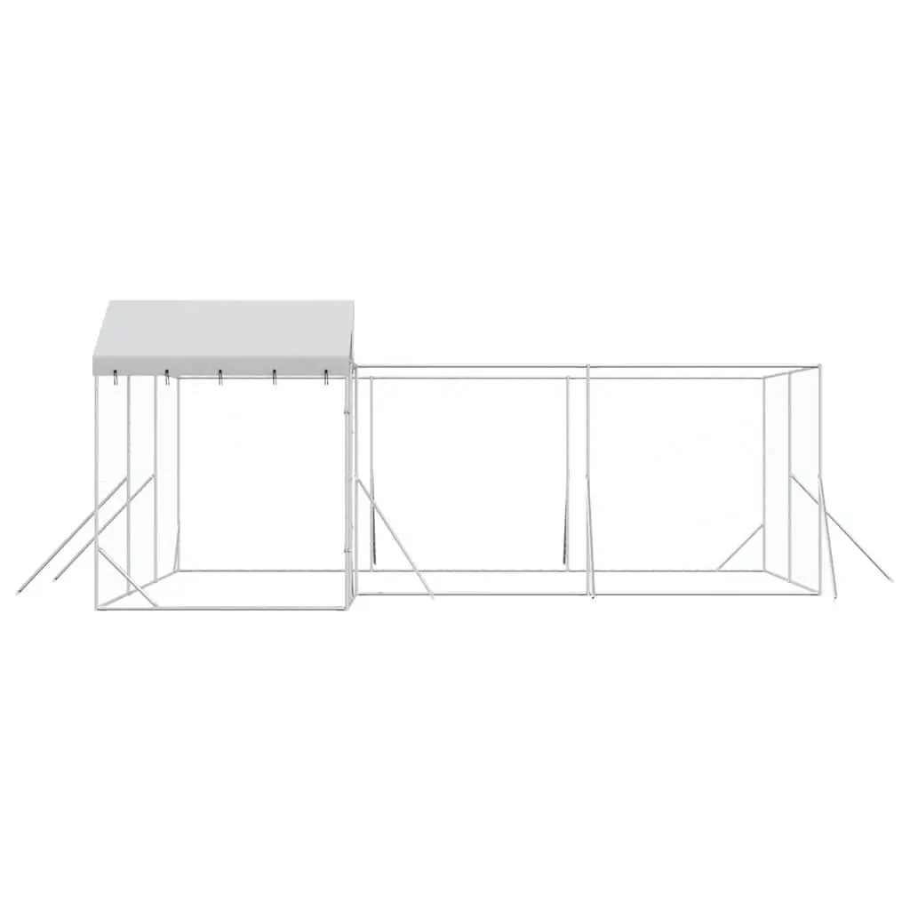 Outdoor Dog Kennel Galvanised Steel 6x6x2.5m Silver Mesh Enclosure