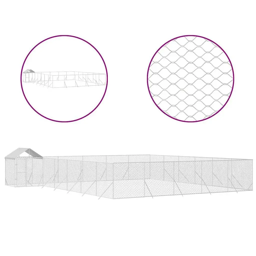 Outdoor Dog Kennel with Roof for Small Animals 12x12x2.5 m