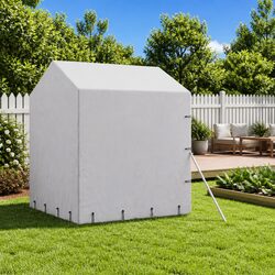 Outdoor Dog Kennel with Roof Silver Galvanised Steel Large Pet Enclosure Run