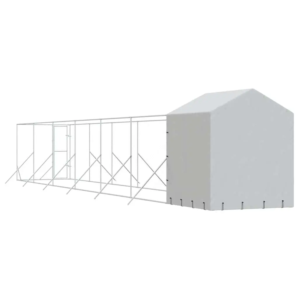 Outdoor Dog Kennel Galvanised Steel 2 x 14 x 2.5 m Silver