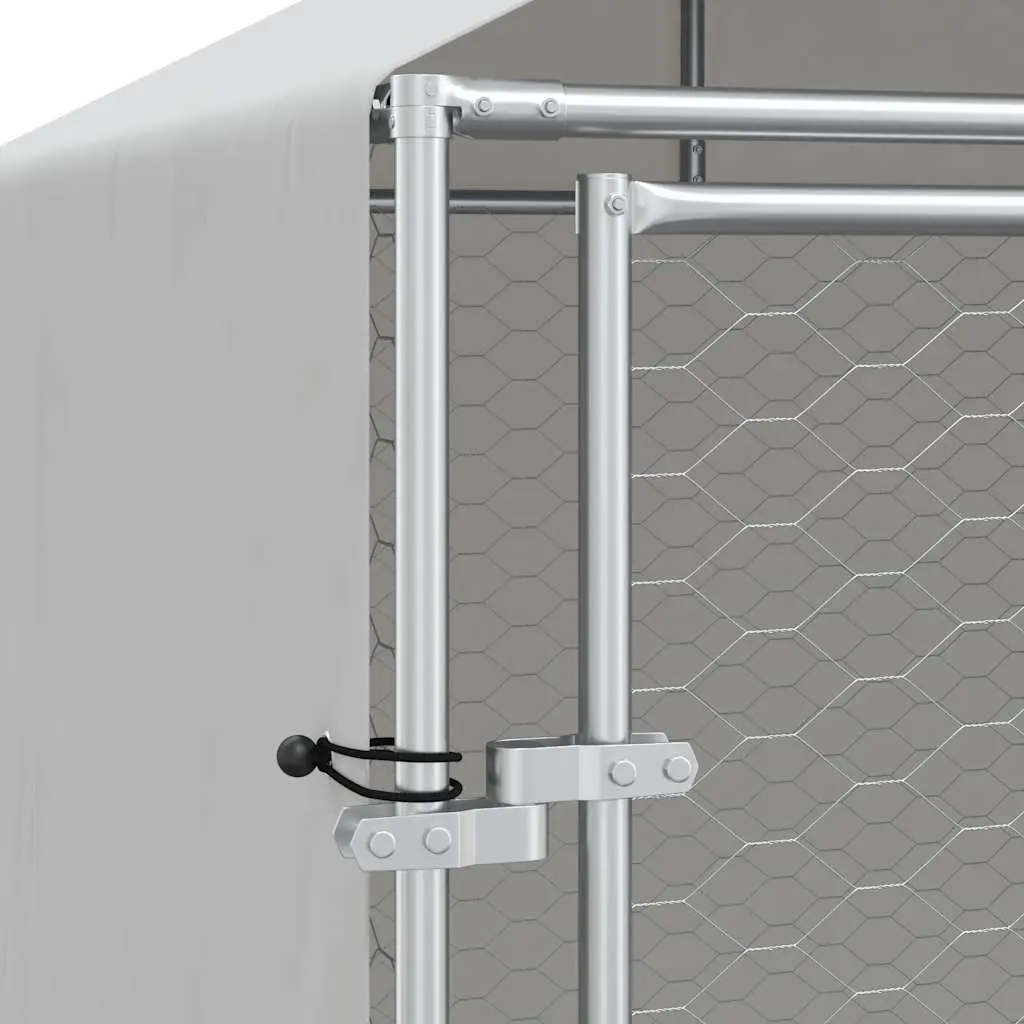 Outdoor Dog Kennel Galvanised Steel 2 x 14 x 2.5 m Silver