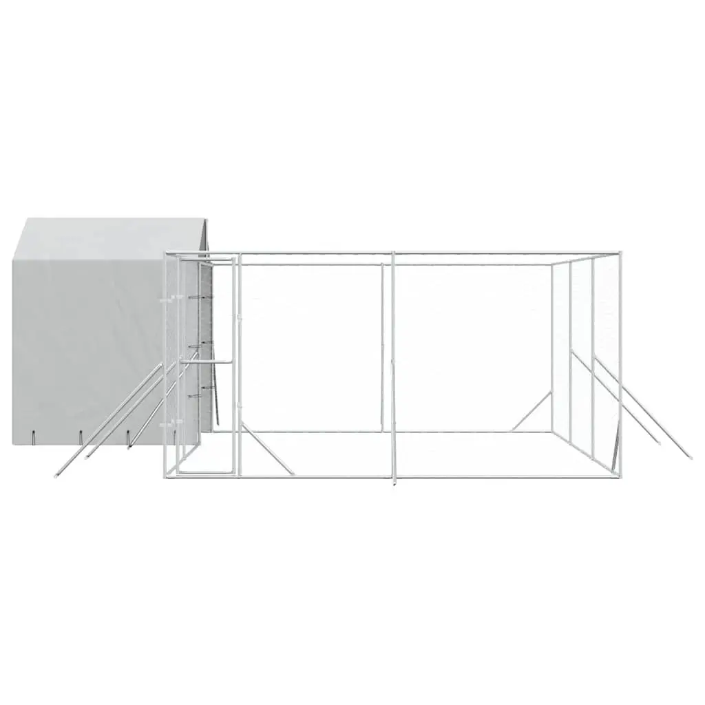 Outdoor Dog Kennel Galvanised Steel 6x6x2.5m Silver Enclosure Run