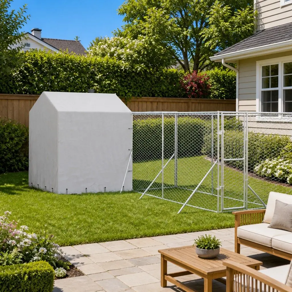 Outdoor Dog Kennel with Roof Silver 10x6x2.5 m Galvanised Steel Enclosure Run