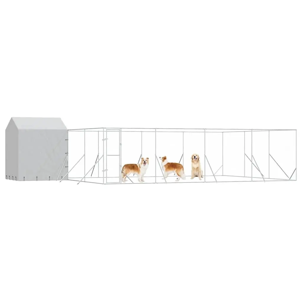 Outdoor Dog Kennel with Roof Silver 10x6x2.5 m Galvanised Steel Enclosure Run