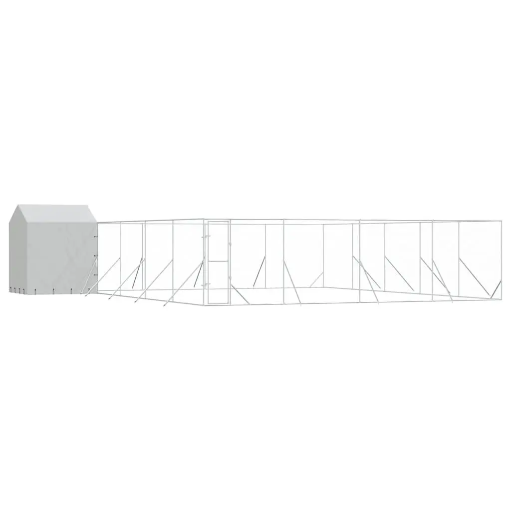 Outdoor Dog Kennel with Roof Silver 10x10x2.5m Galvanised Steel Pet Run