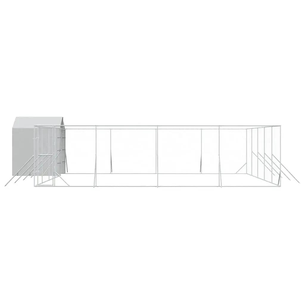 Outdoor Dog Kennel with Roof Silver 10x10x2.5m Galvanised Steel Pet Run