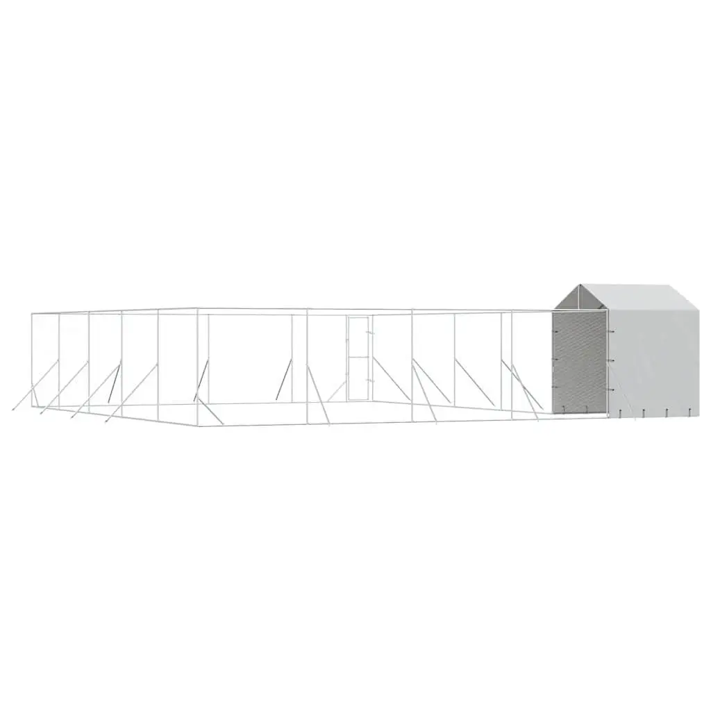 Outdoor Dog Kennel with Roof Silver 10x10x2.5m Galvanised Steel Pet Run