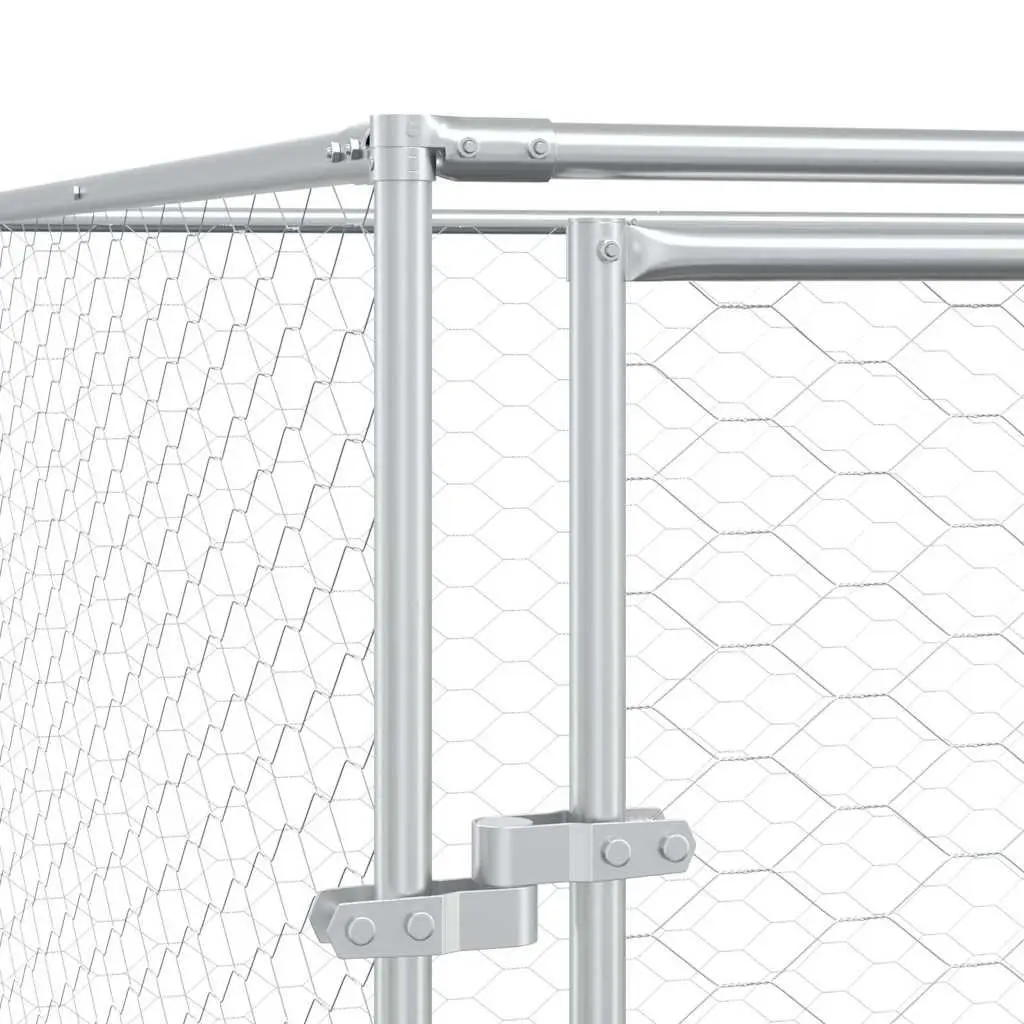 Outdoor Dog Kennel with Roof Silver 10x10x2.5m Galvanised Steel Pet Run