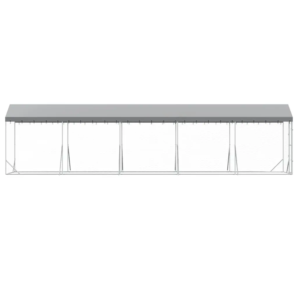 Outdoor Dog Kennel Galvanised Steel 2 x 10 x 2.5 m Silver