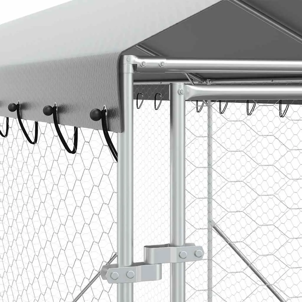 Outdoor Dog Kennel Galvanised Steel 2 x 10 x 2.5 m Silver