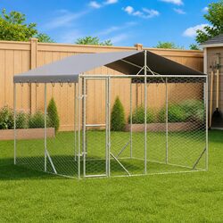 Secure Outdoor Dog Cage with Roof for Home Use