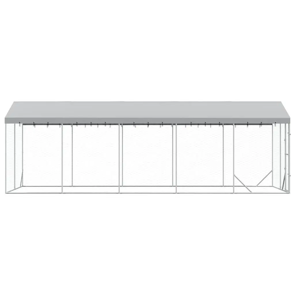 Outdoor Dog Kennel Galvanised Steel 3x7.5x2.5m Silver