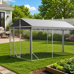 Functional Silver Dog Kennel 3x9x2.5m for Your Pets
